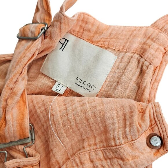 Anthropologie Pilcro Gauze Micro Overalls, Orange, Romper, Jumpsuit, Size 14 - Picture 8 of 14